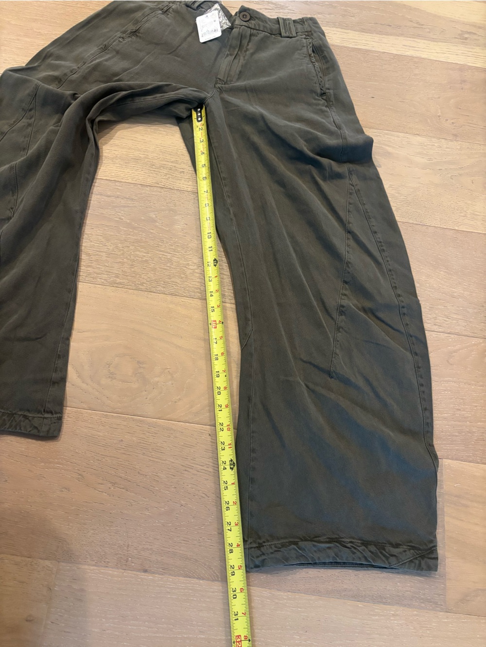 Free People Spotlight Washed Barrel Chino Trousers 0 Dusty Olive NWT Wide Pant - Picture 14 of 14
